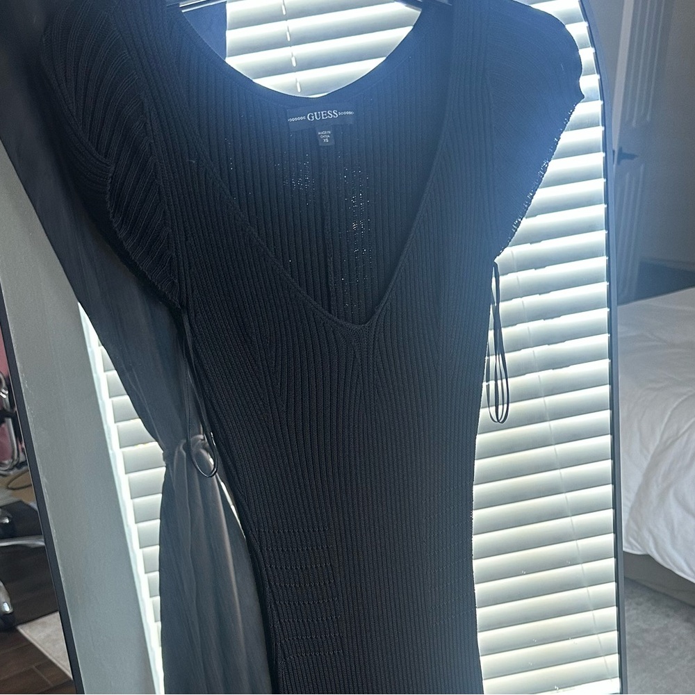 Guess Black Sheath Maxi Dress V-neck Sleeveless